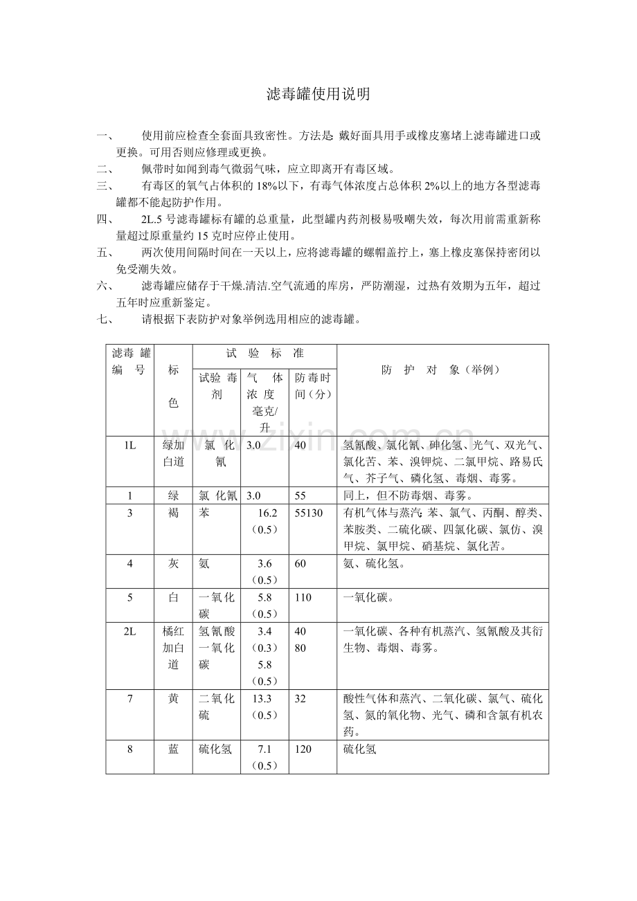 滤毒罐使用说明书.doc_第1页