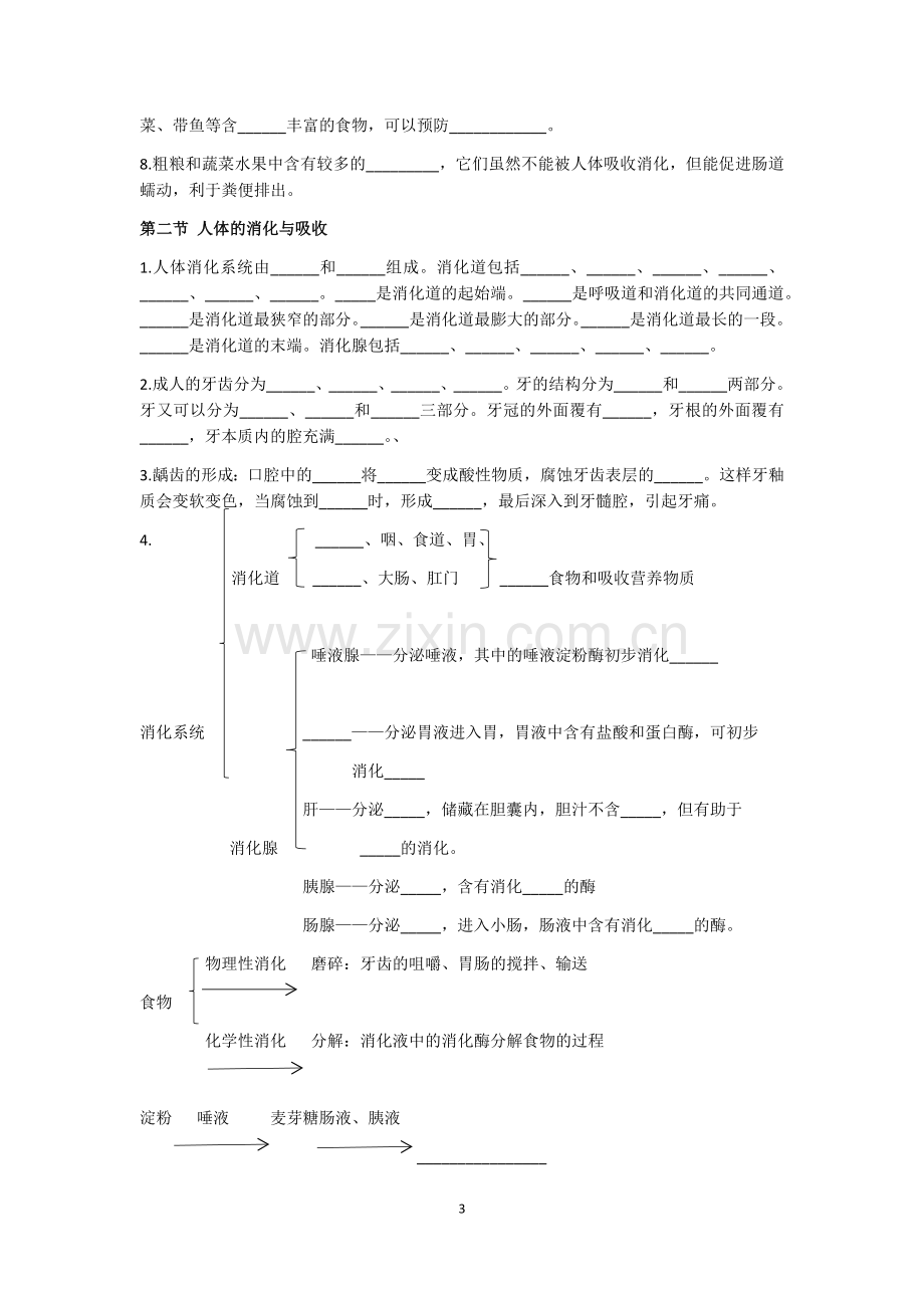 苏教版七年级下册中考生物复习知识点总结填空.doc_第3页