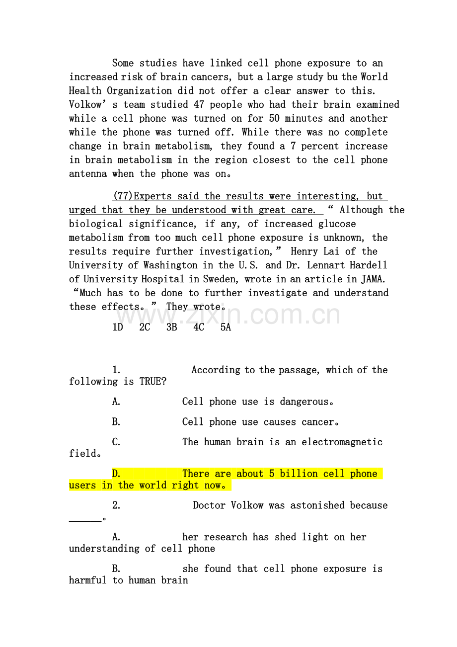 北京成人本科学士学位英语考试真题及答案.doc_第2页