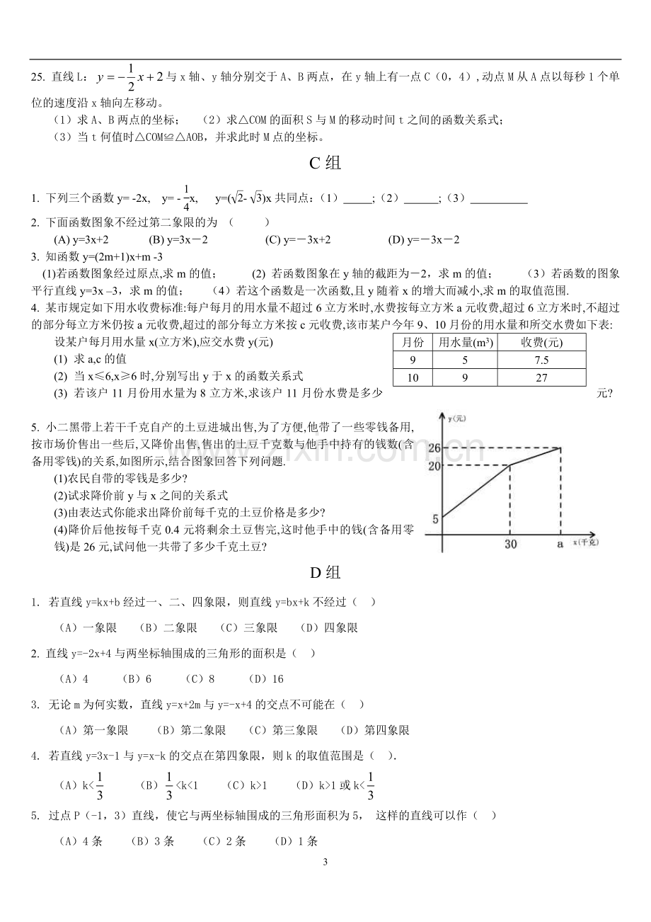 新人教版初二数学一次函数练习题.doc_第3页