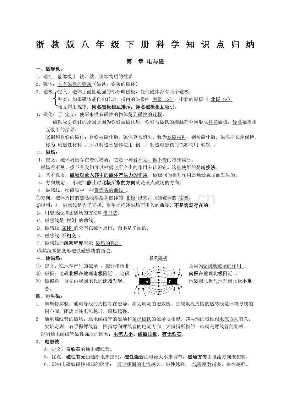 浙教版八年级下册-科学知识点归纳.doc_第1页