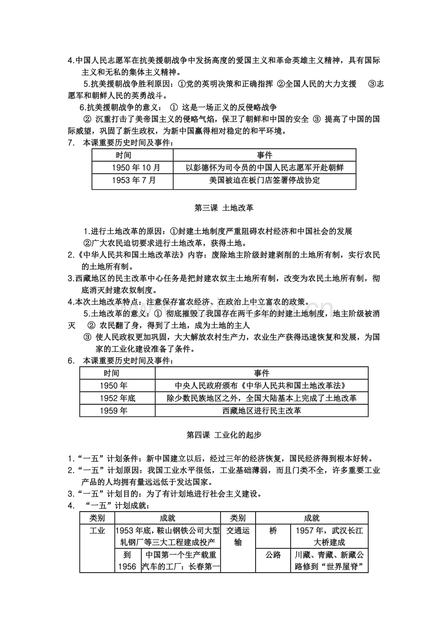 人教版八年级历史下册知识点(全套).doc_第2页