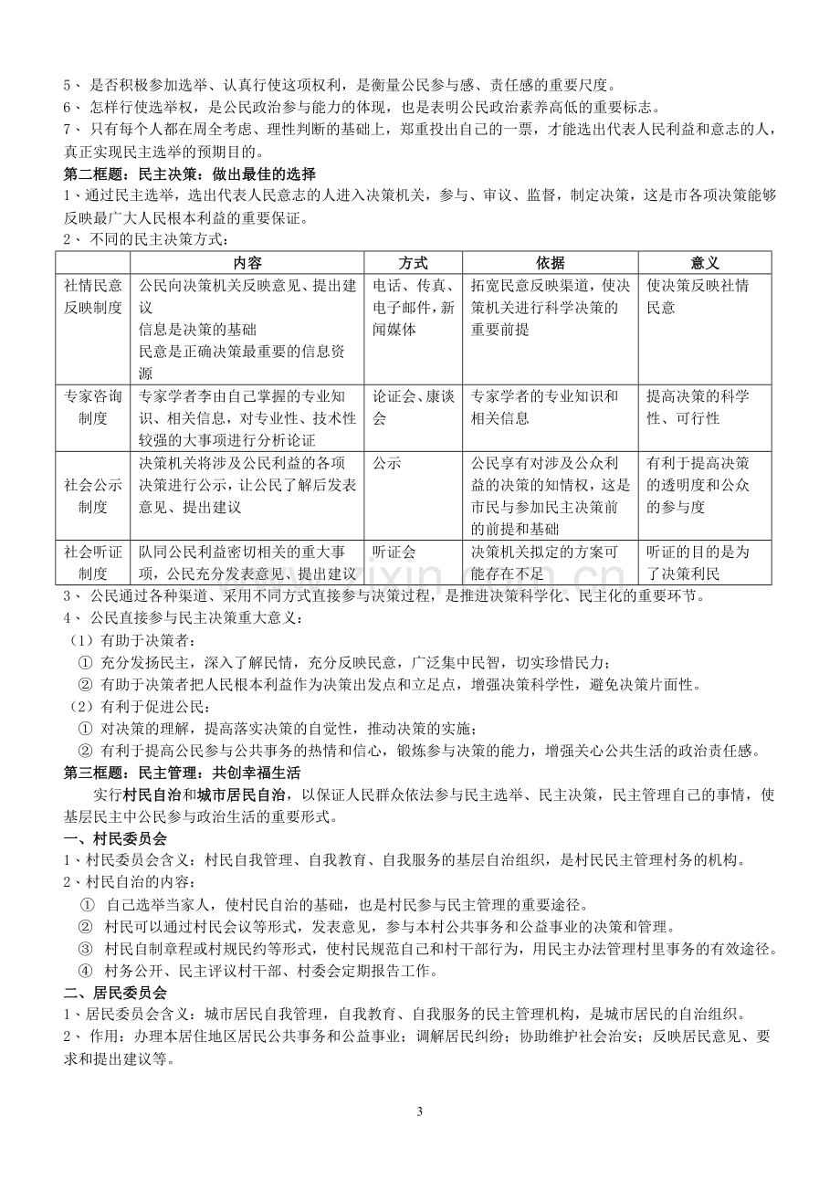 高中人教版必修二政治生活知识点总结.doc_第3页