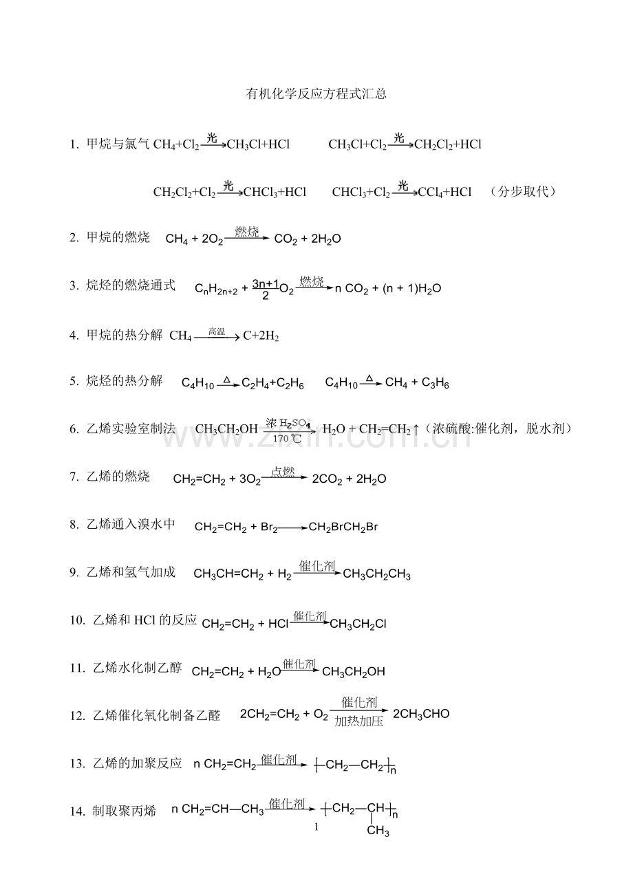 有机化学方程式汇总.doc_第1页