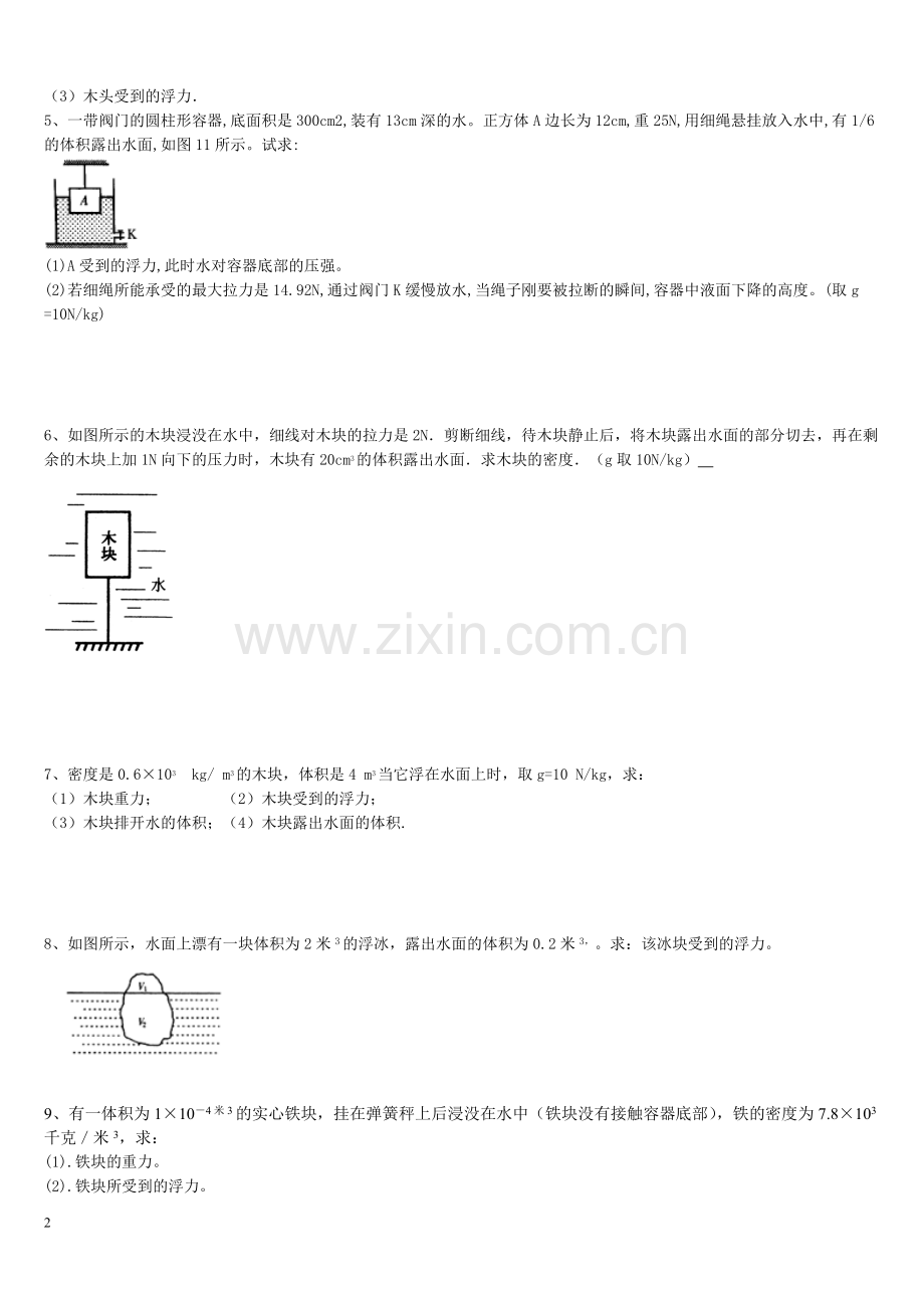 浮力压强计算题(含答案).doc_第2页