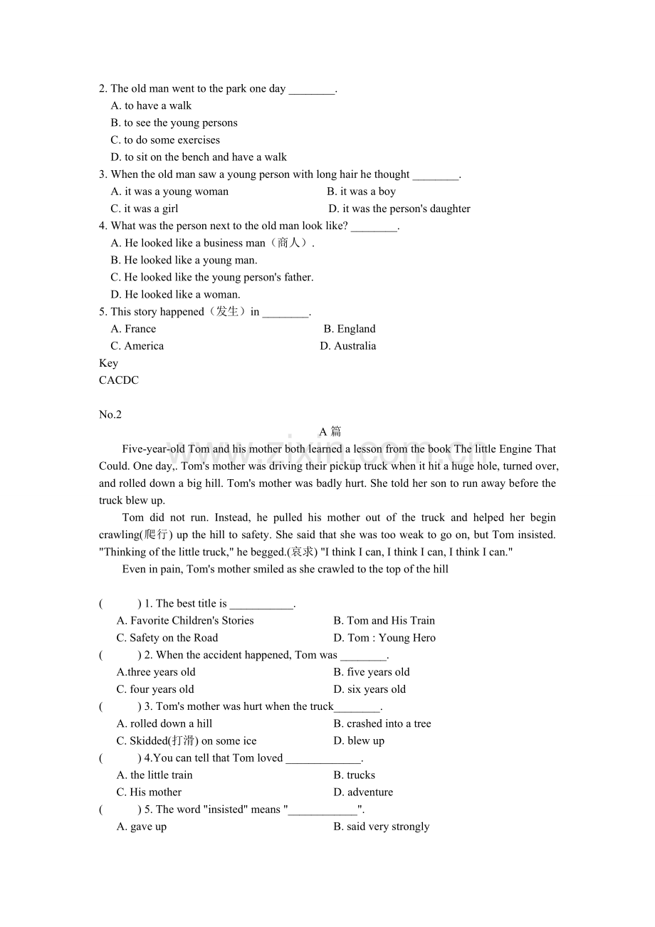 【小升初】六年级英语阅读理解专项练习(45篇含答案).doc_第2页