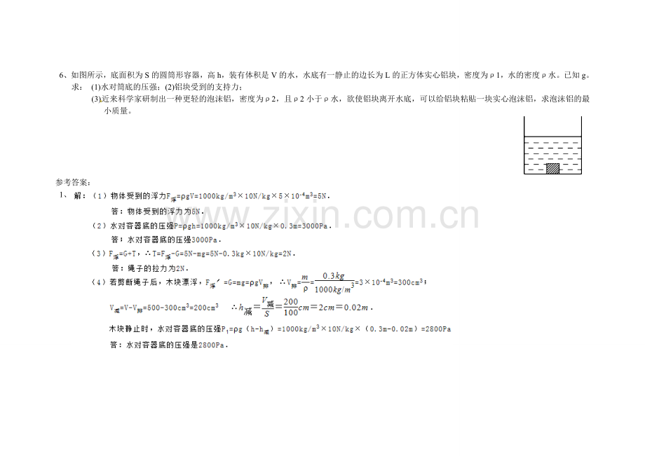 压强浮力典型计算题及参考答案.doc_第3页