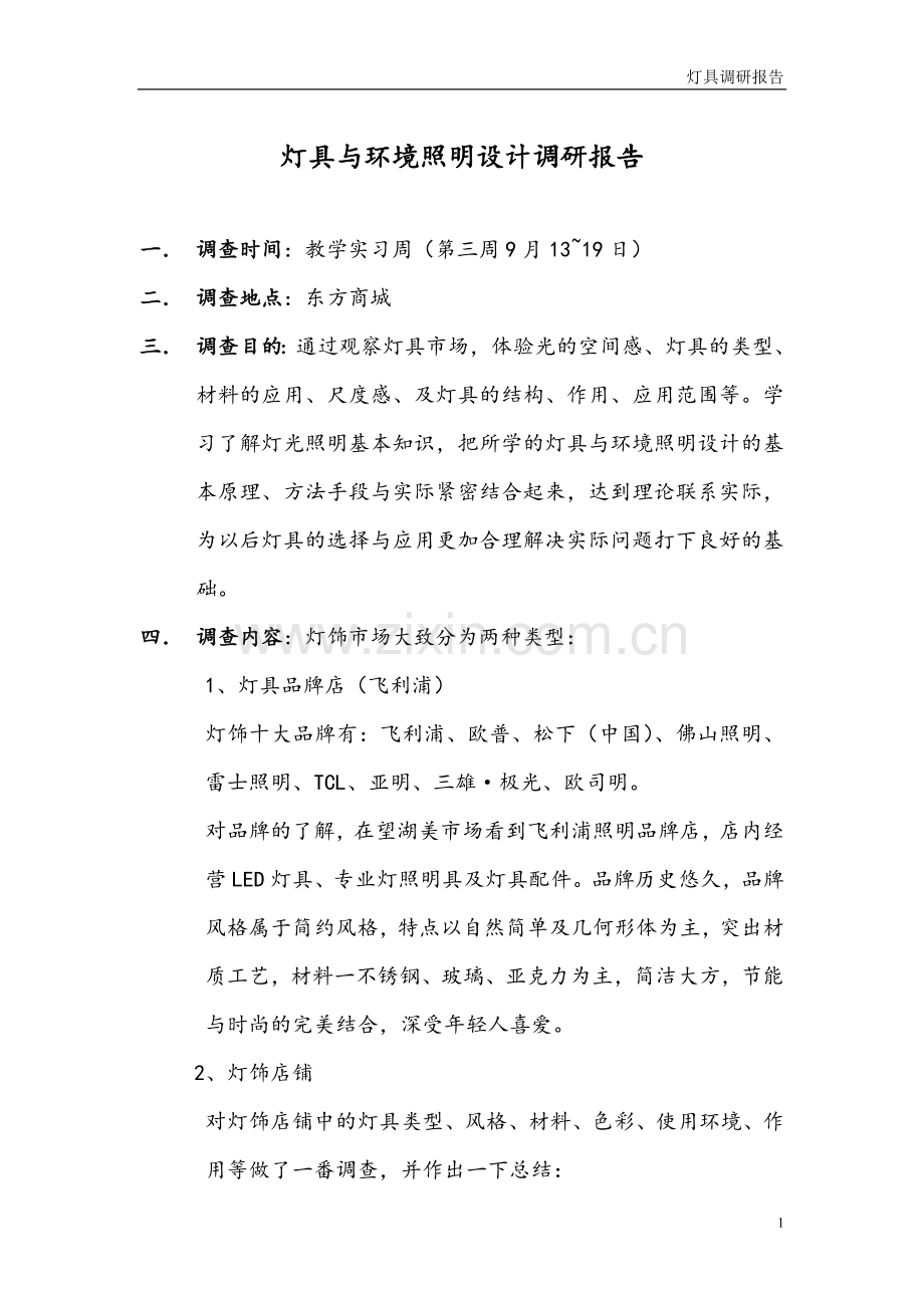 灯具照明调查报告.doc_第1页