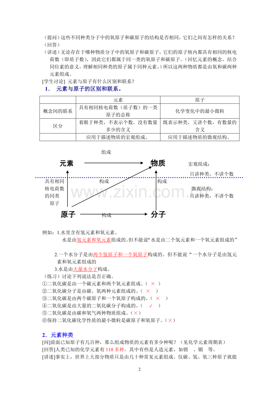 浙教版八年级科学下册2.4组成物质的元素教案.doc_第2页