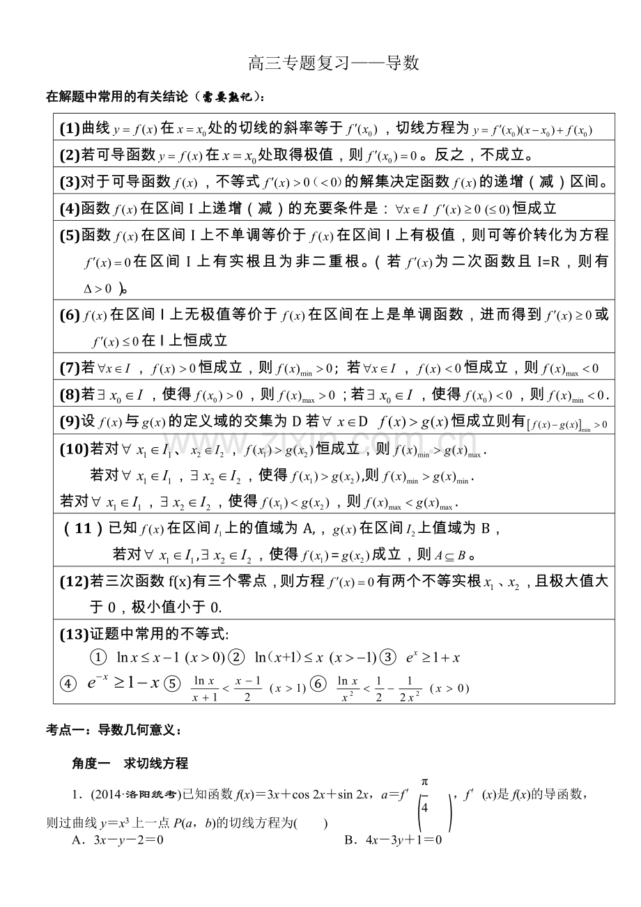 高二数学导数知识点总结及习题练习(2).doc_第1页