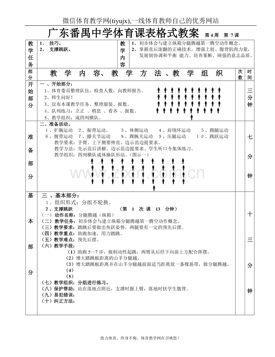 高中体育教案技巧支撑跳跃第1—6课表格式教案.doc_第1页