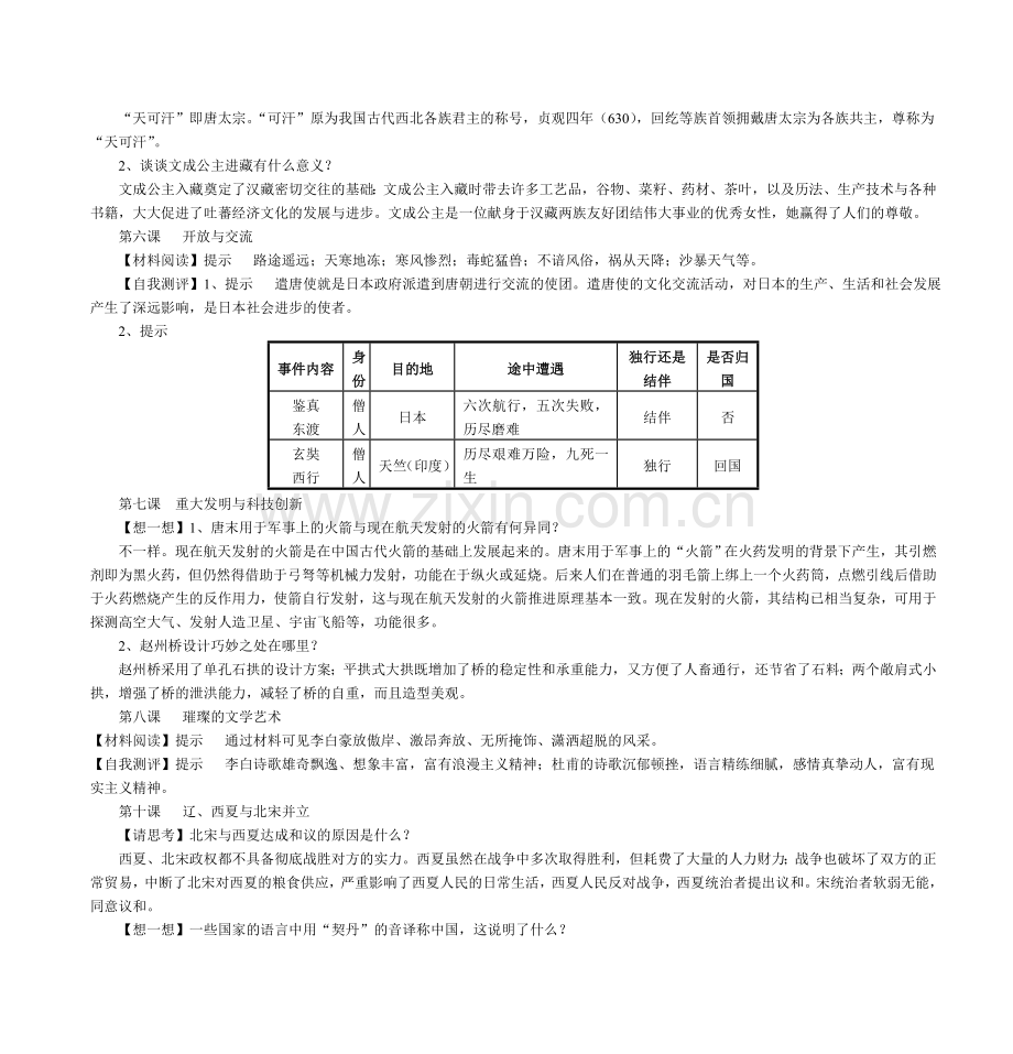 历史七年级下册课后习题答案汇总.doc_第2页