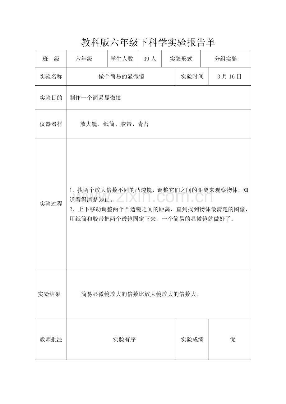 教科版六年级下科学实验报告单新版.doc_第2页