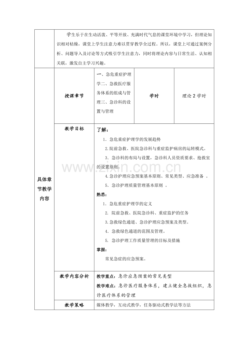 急危重症护理学教学设计.doc_第3页