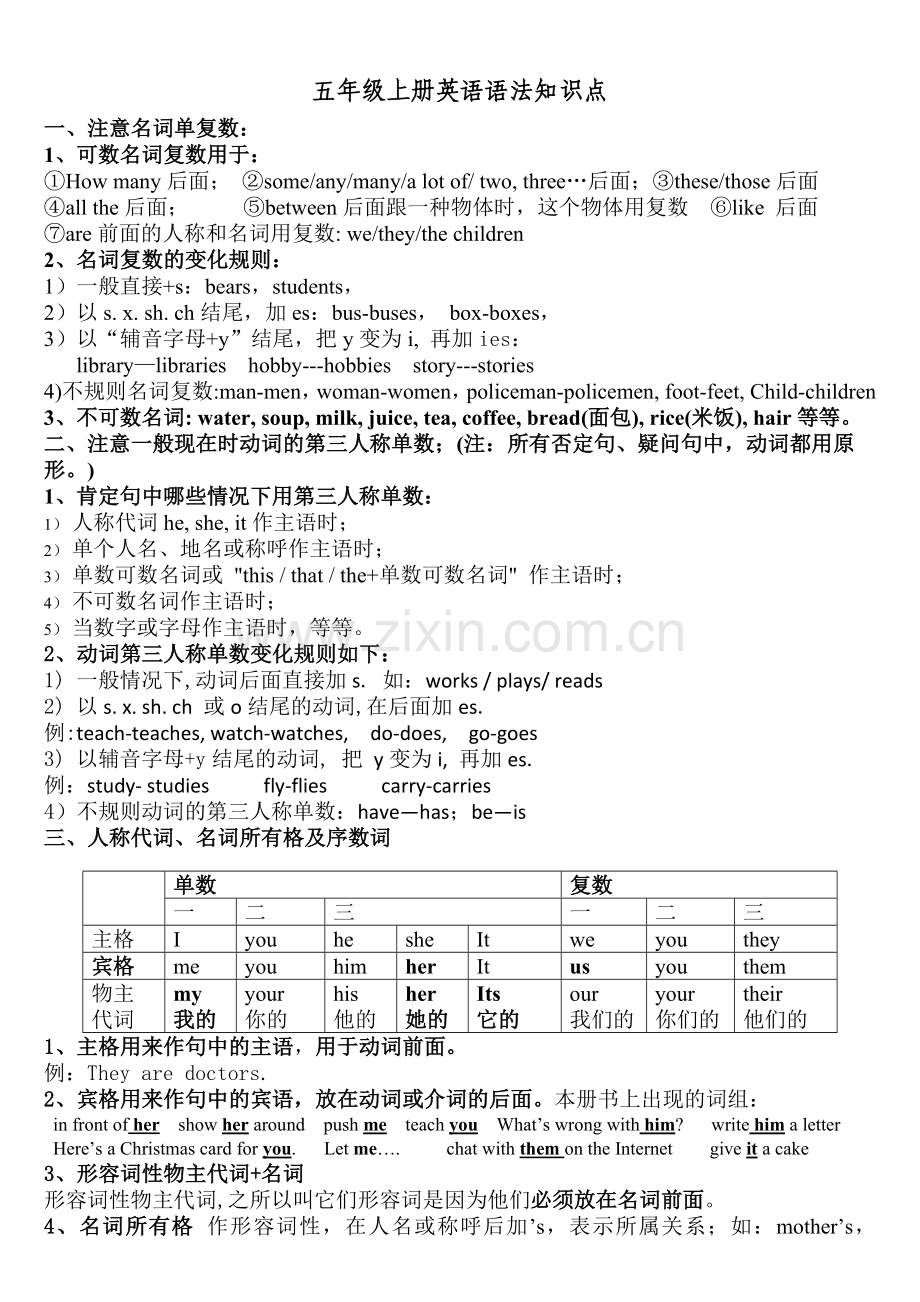 -五年级上册英语语法知识点-已整理(1)-最终.doc_第1页