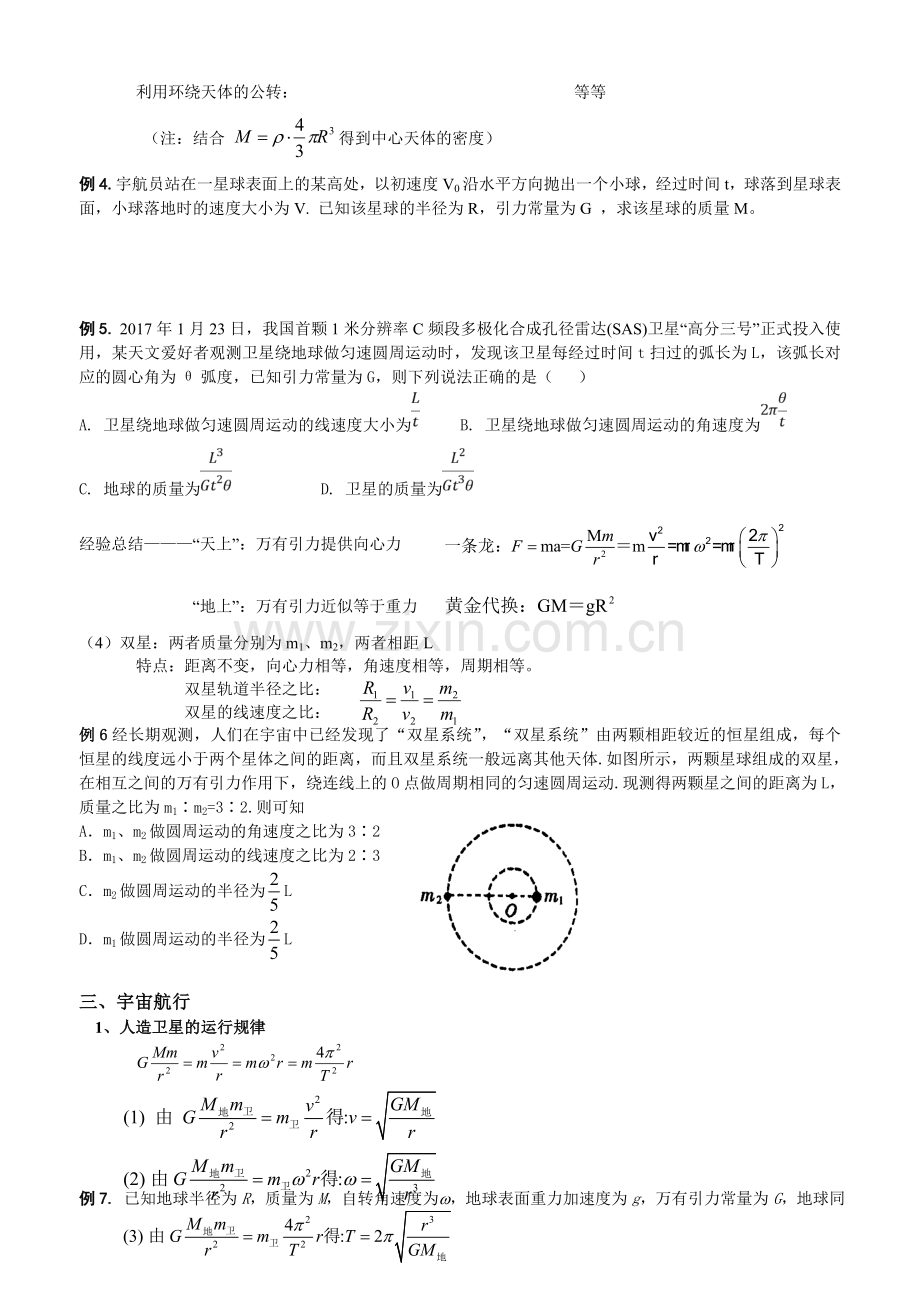 人教高中物理必修2第六章-万有引力与航天专题复习(无答案).doc_第2页