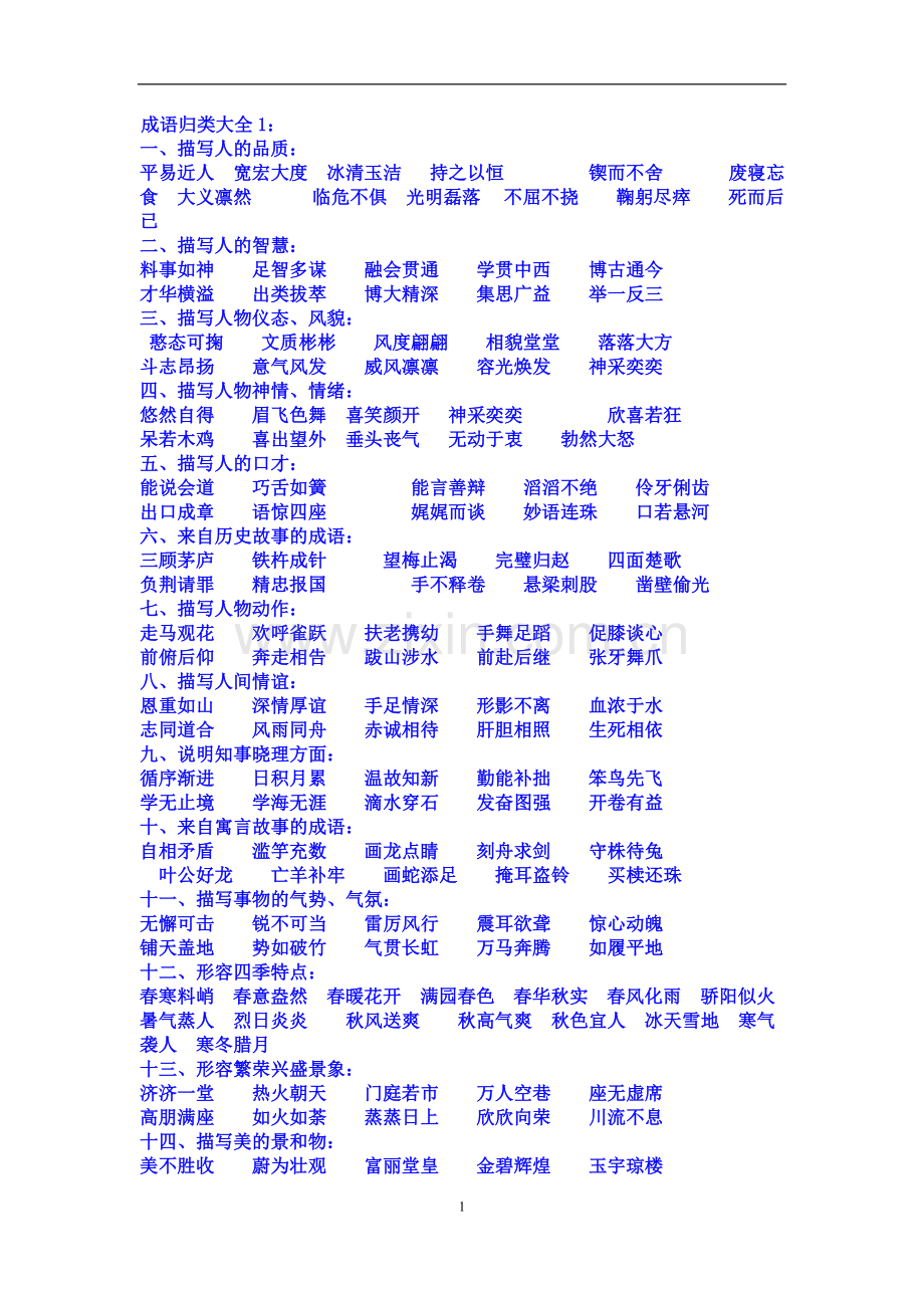 非常好的成语归类大全.doc_第1页