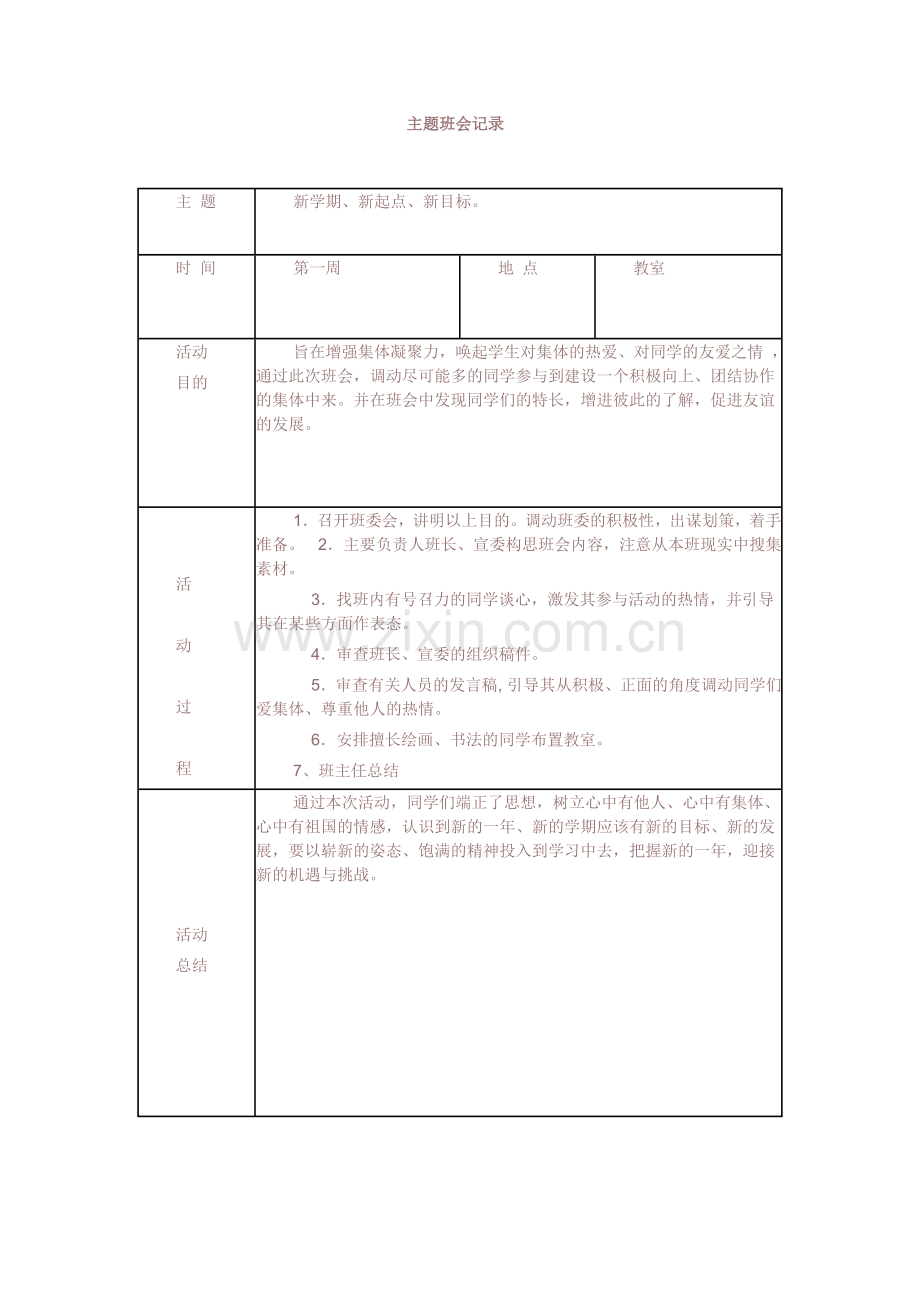 -八年级主题班会记录.doc_第1页