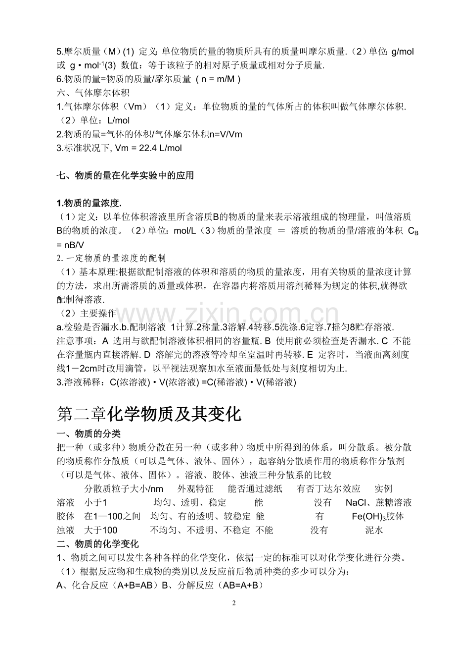 高中化学必修1知识点全面总结.doc_第2页