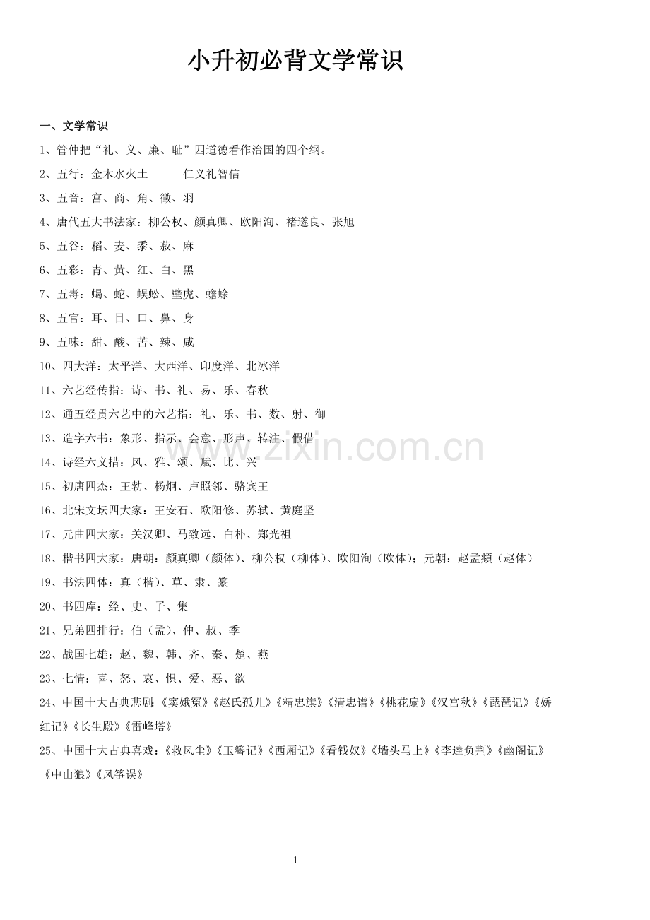 小升初必背文学常识及试题(常用).doc_第1页