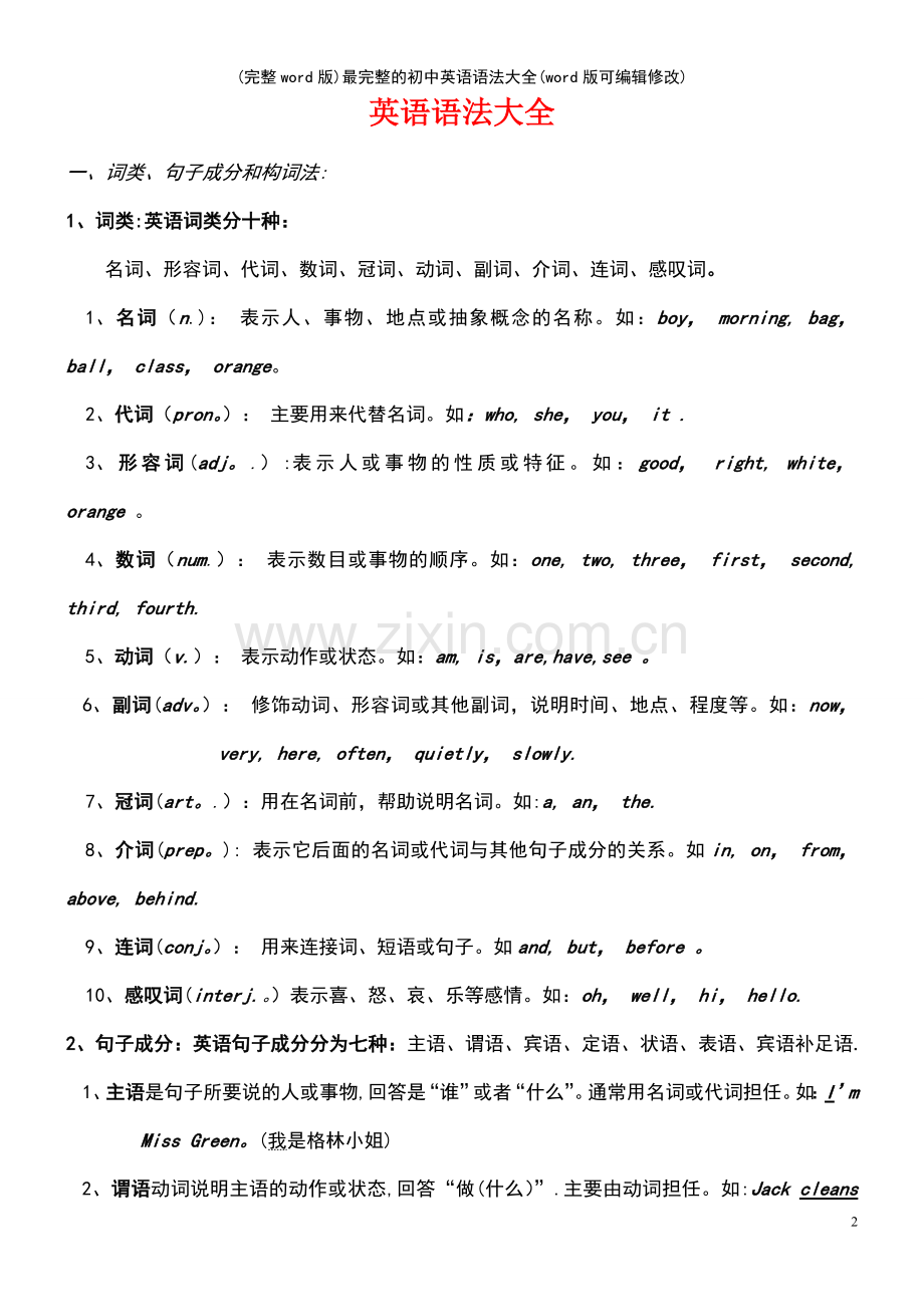 最完整的初中英语语法大全.pdf_第2页