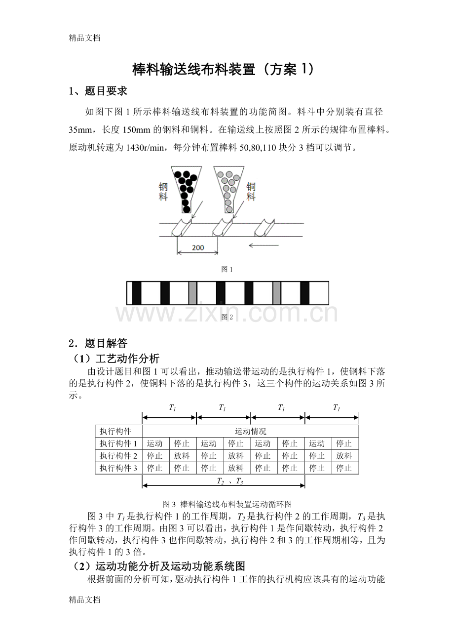 哈工大机械原理课程设计--棒料输送线布料装置方案1..doc_第3页