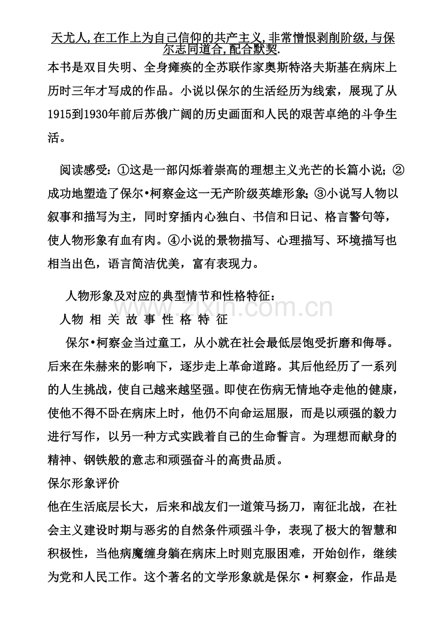 《钢铁是怎样炼成的》知识点习题总结.doc_第2页