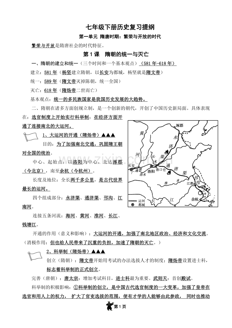 2018七年级下册历史复习提纲.doc_第1页