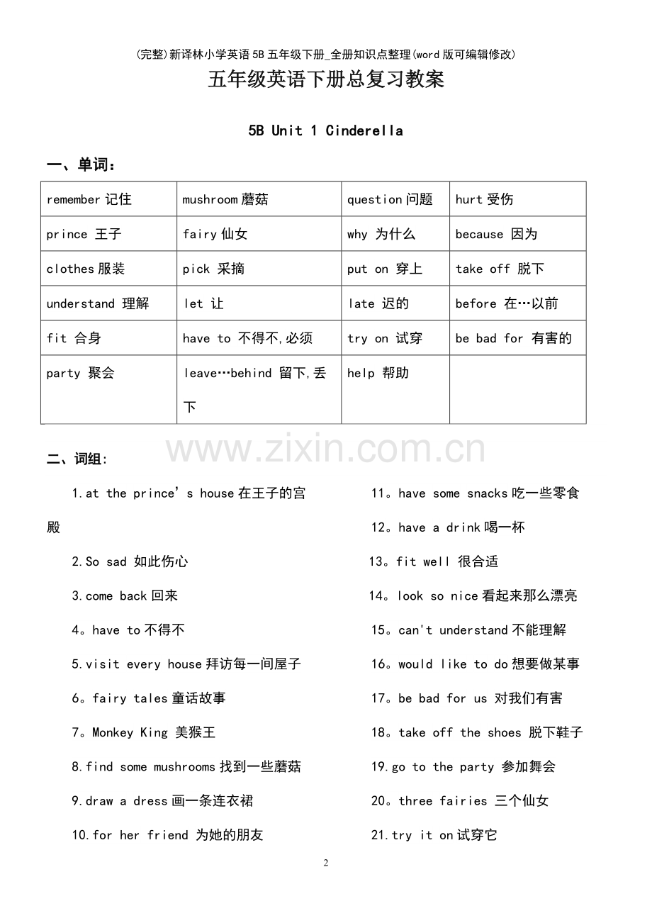 新译林小学英语5B五年级下册-全册知识点整理.pdf_第2页