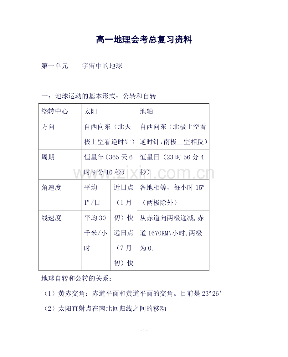 高中地理全部知识点总结大全汇总.doc_第1页