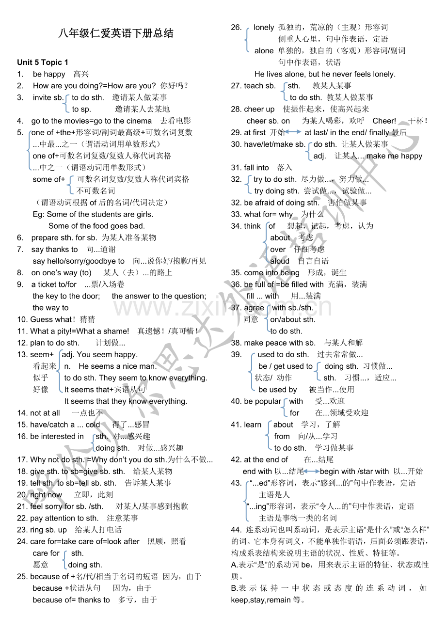 仁爱版八年级英语下册5-6单元知识点总结.doc_第1页