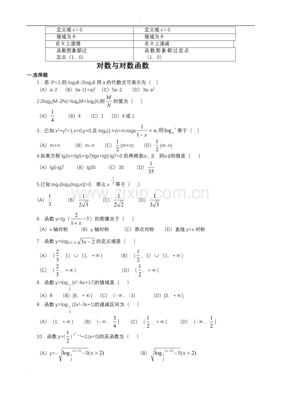 高中数学必修1-对数及对数函数-知识点+习题.doc_第2页