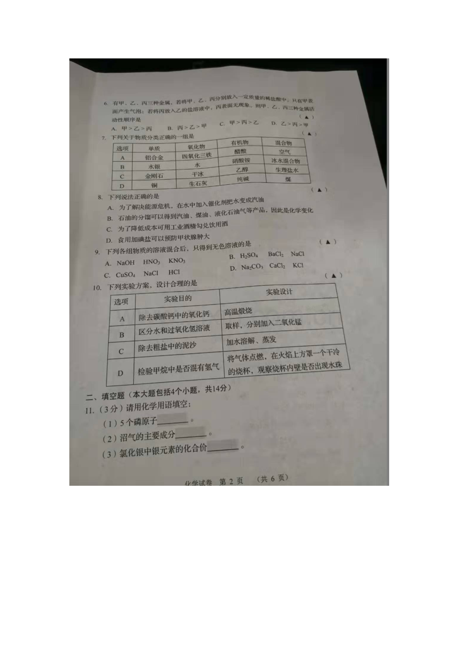 2019年辽宁省锦州市中考化学真题.doc_第2页