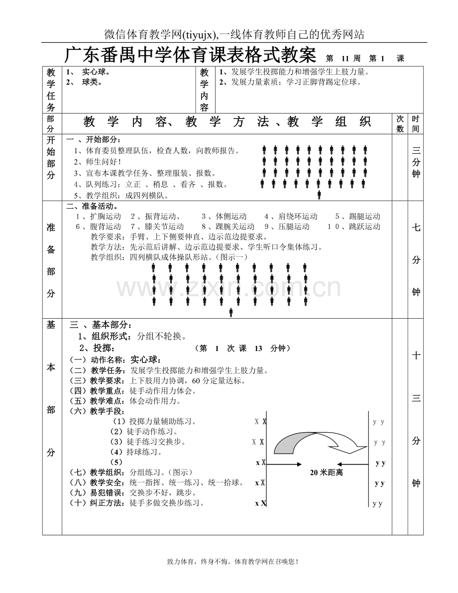 高中体育教案实心球足球第1—6课表格式教案.doc_第1页