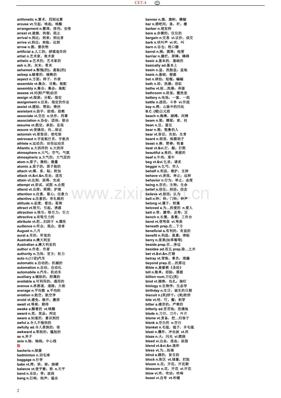 CET-4大学英语四级词汇表电子版下载.doc_第2页