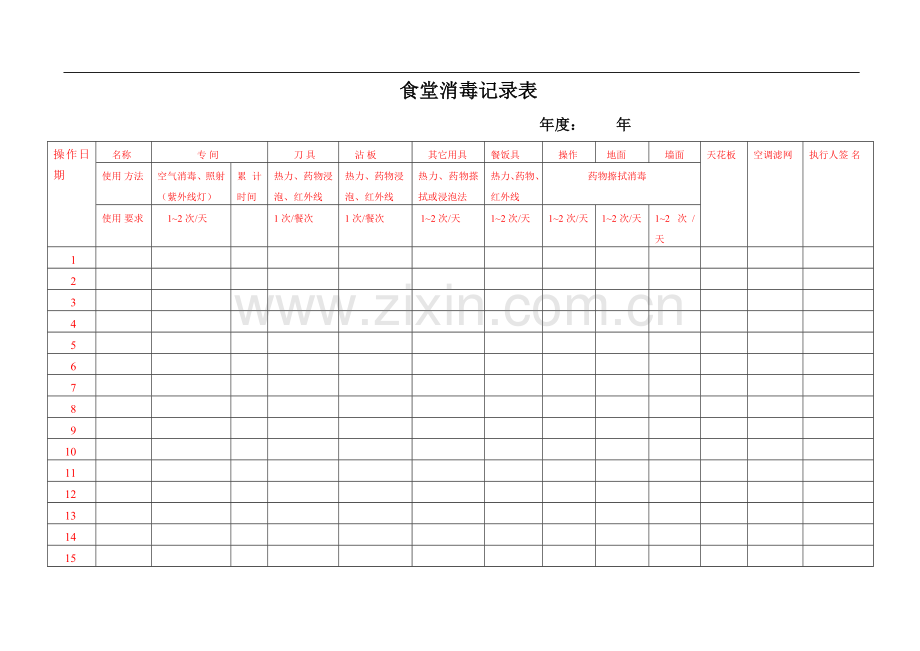 食堂消毒记录表.doc_第1页