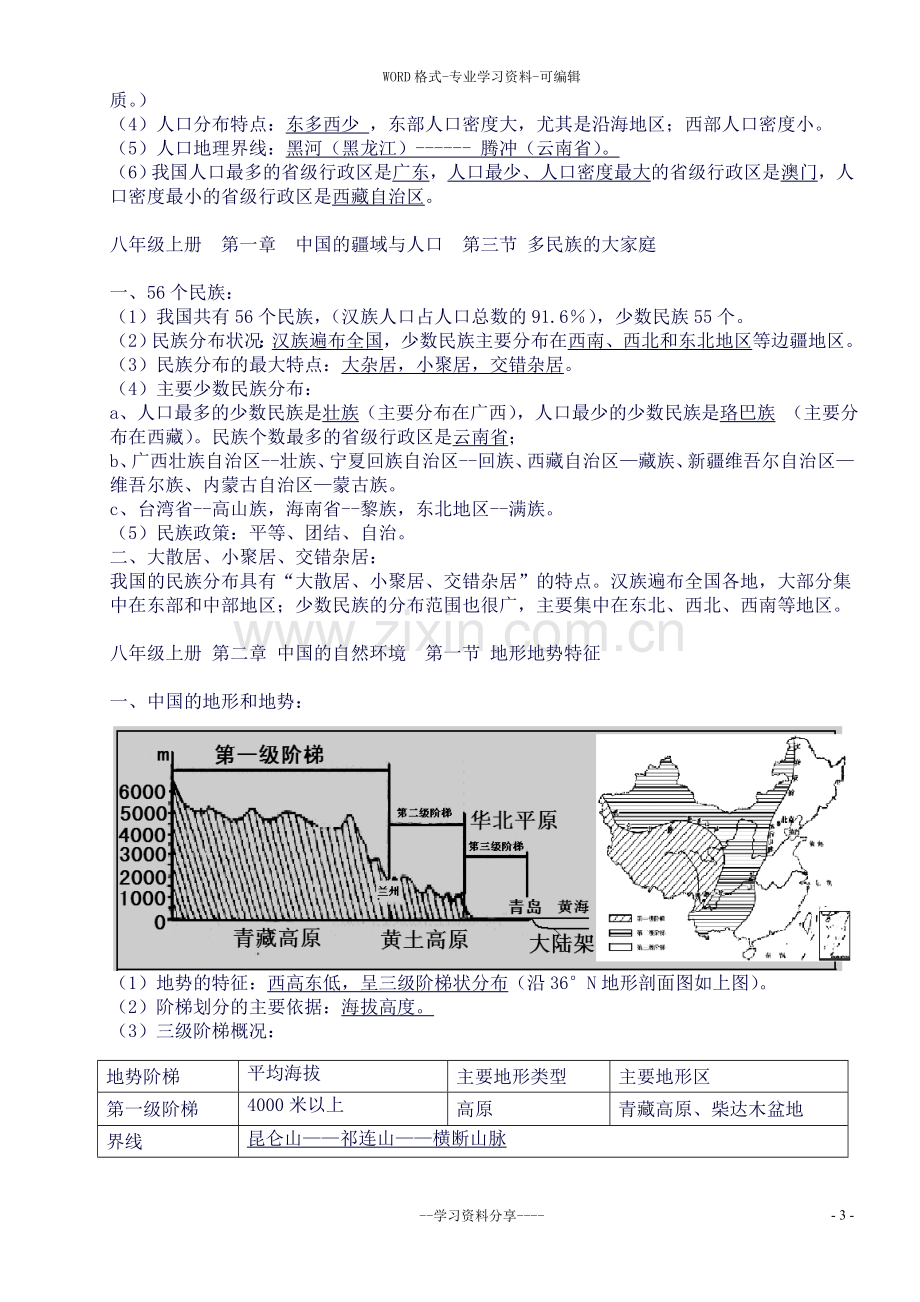 初中八年级上册地理知识点总结精华.doc_第3页