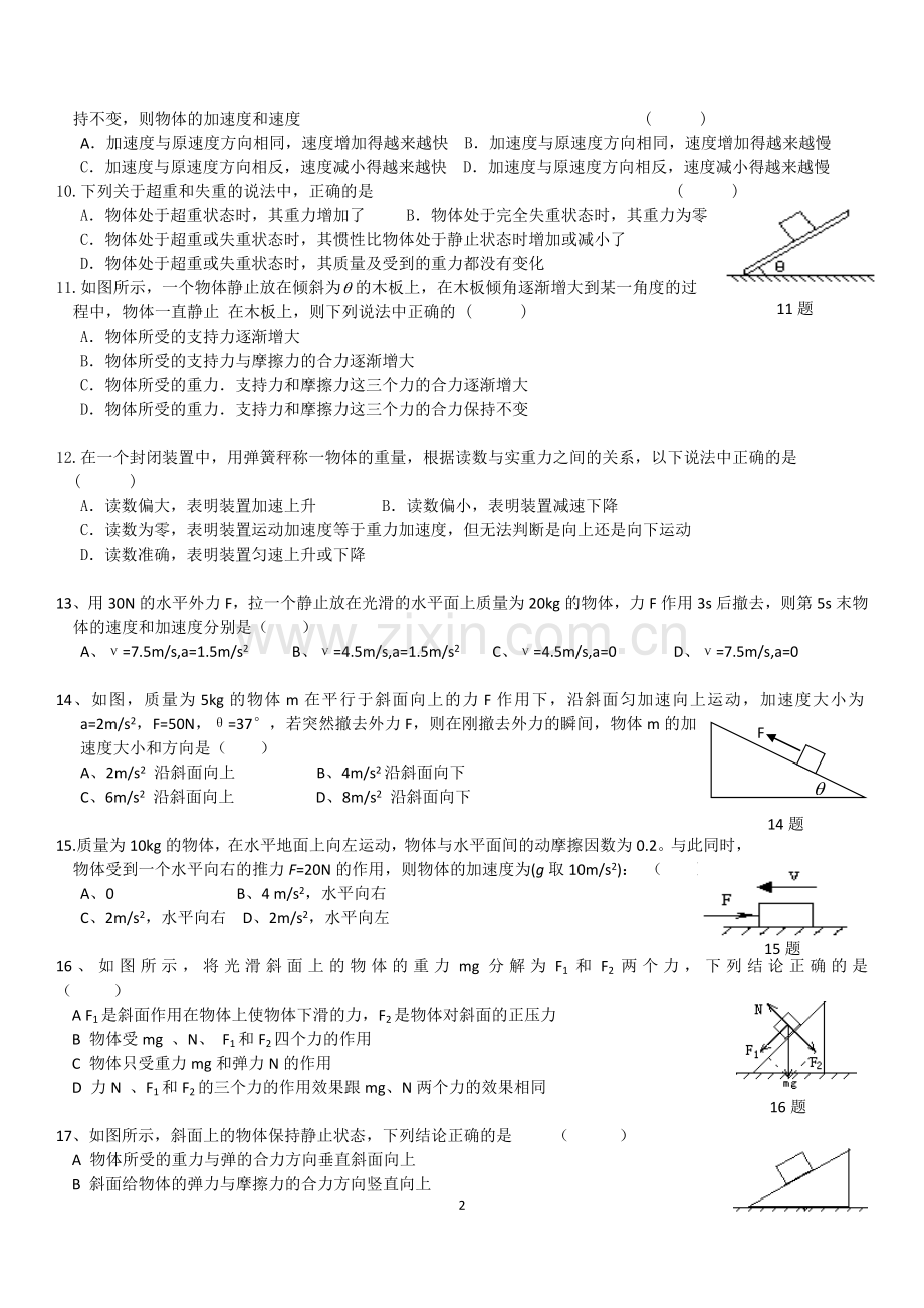 牛顿运动定律-经典习题汇总.doc_第2页