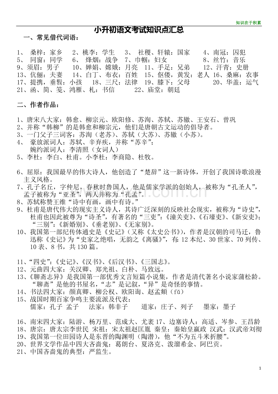 (部编版)六年级小升初语文知识点超全汇总(2).doc_第1页