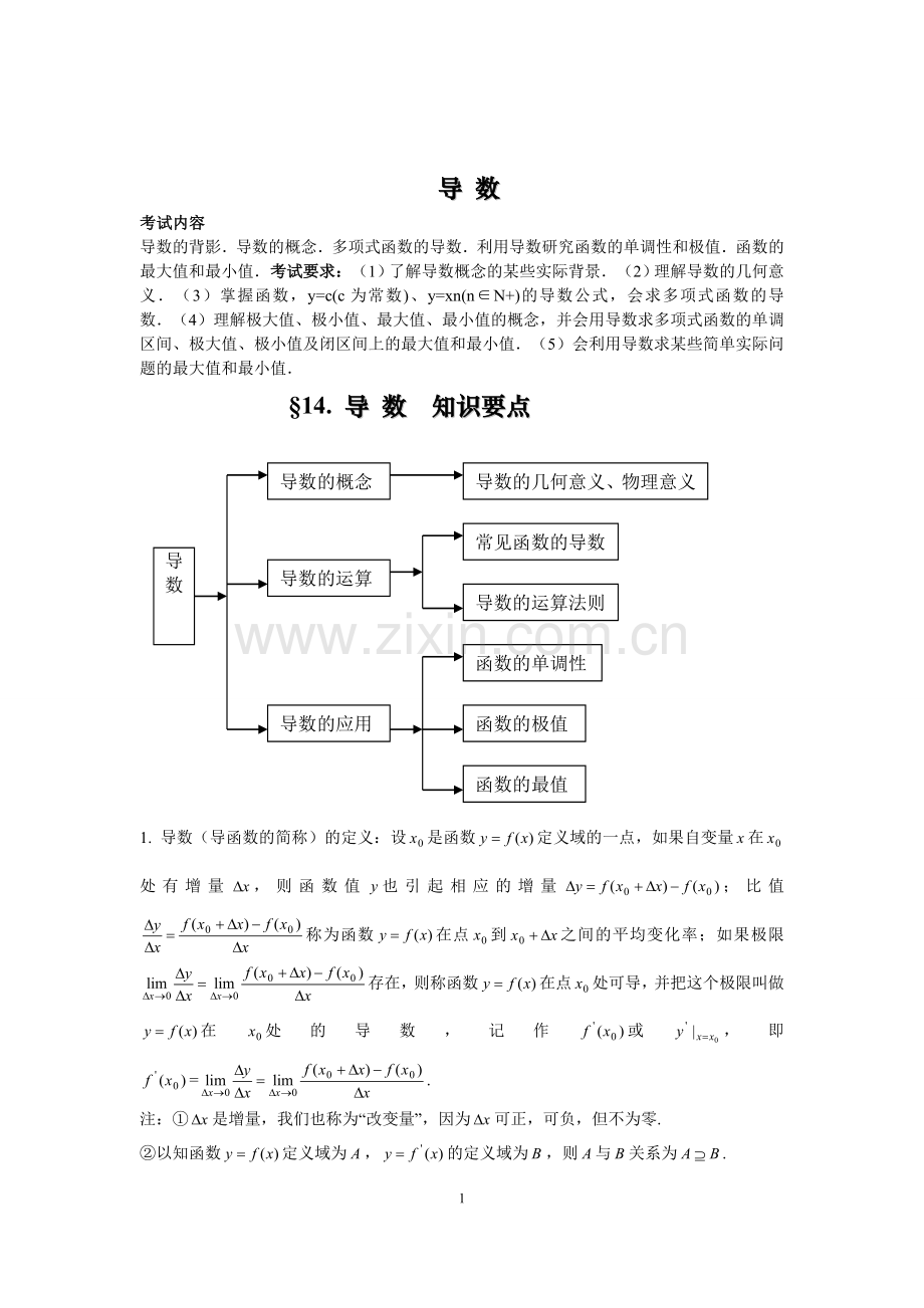 高中数学导数知识点归纳总结和例题.doc_第1页