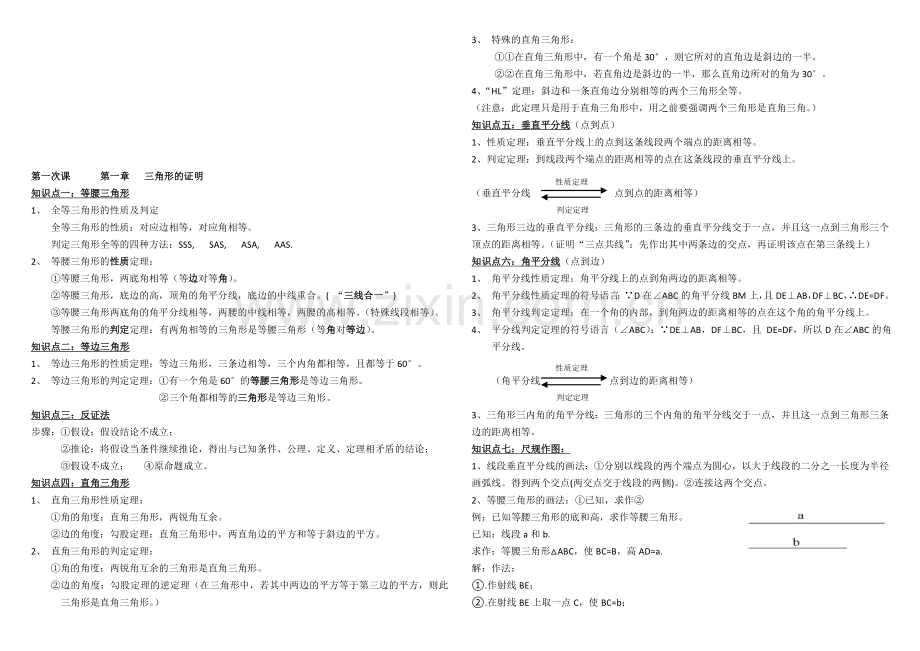 北师大版八年级数学下册第一章复习(知识点+试题).doc_第1页