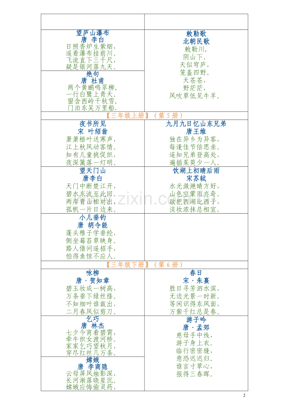 人教版小学语文古诗词选集.doc_第2页