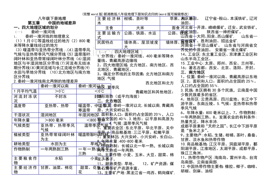 新湘教版八年级地理下册知识点归纳.pdf_第2页