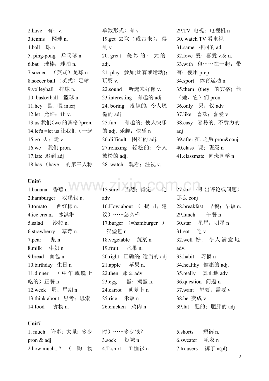 新人教版七年级英语上册单词及短语汇总.doc_第3页