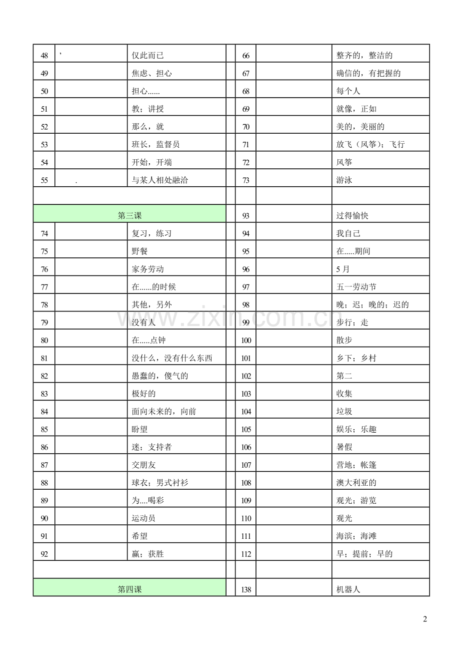 外研版七年级下册英语单词表-中文.doc_第2页