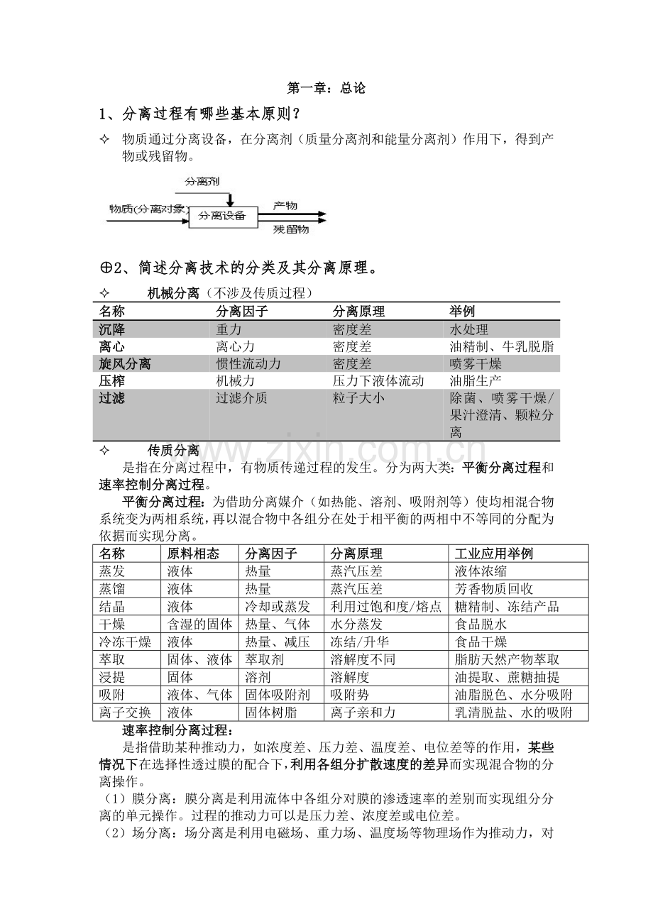 食品分离技术思考题汇总.doc_第1页