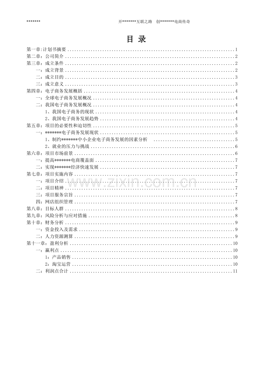 电子商务公司项目创业计划书.doc_第1页