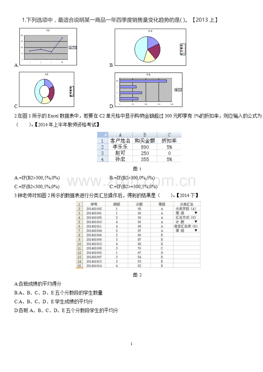 2019年新疆中小学教师计算机考试习题.doc_第1页