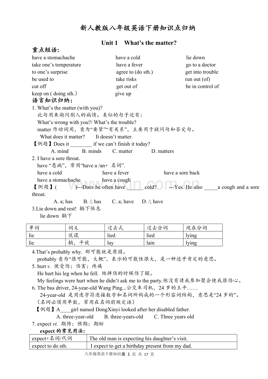 新人教版八年级英语下册知识点归纳.doc_第1页