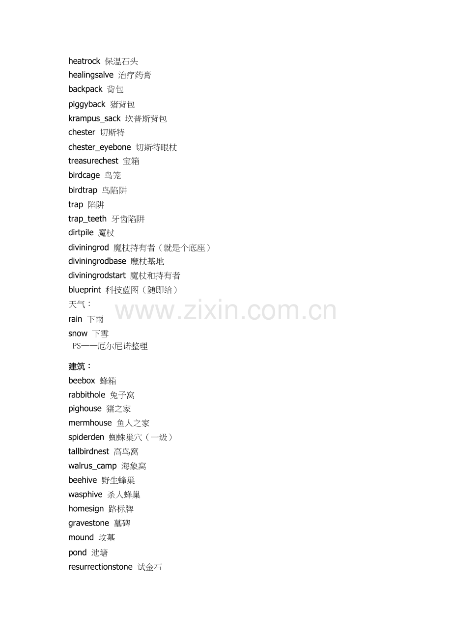 饥荒控制台物品和模式代码大全1.docx_第3页